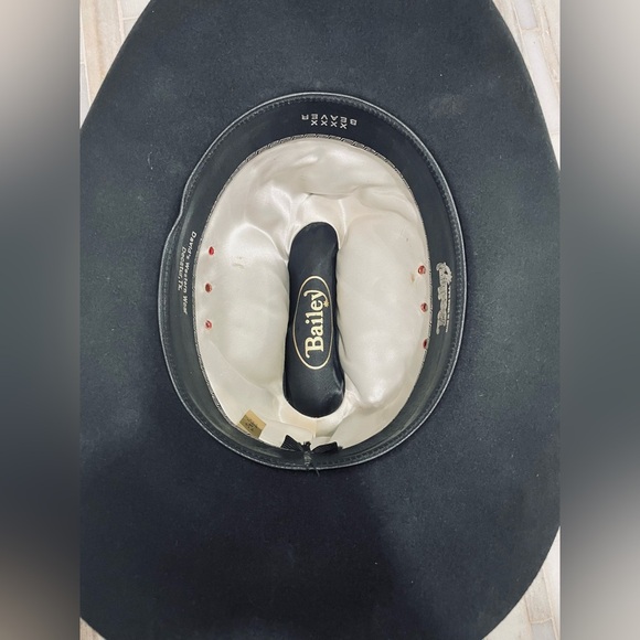 Vintage cowboy hat Mustang By Bailey 4X  Beaver Size 7 1/4 Black R 4" Brim - Picture 15 of 15